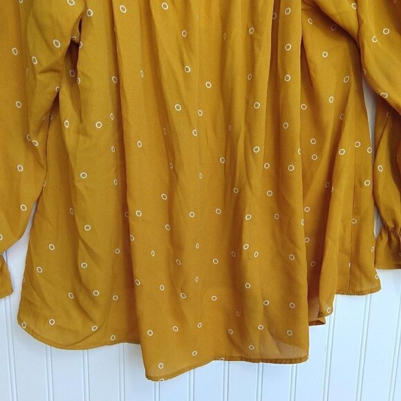 Paisley Raye Willow Yellow Off the Shoulder Peasant Top Plus Size 2X NWT USA - Picture 7 of 12